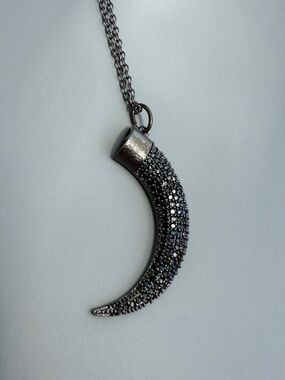 Marcia Moran Black Pavé  Pendant Necklace - Gunmetal Finish